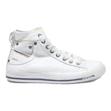 DIESEL Womens High Top Trainers White Canvas UK 5.5 Casual Lace-Up Footwear