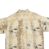 M.E SPORT Mens Beige Pattern Rayon Shirt L Tropical Casual Lightweight
