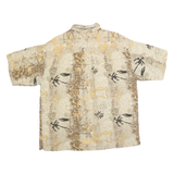 M.E SPORT Mens Beige Pattern Rayon Shirt L Tropical Casual Lightweight