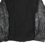 FIRST IMPRESSIONS Mens Black & Leather Sleeves Button Jacket XL Cotton Plain