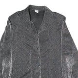 NATALIA Womens Silver Basic Shirt Long Sleeve Collared M Sparkle Evening