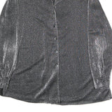NATALIA Womens Silver Basic Shirt Long Sleeve Collared M Sparkle Evening