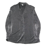 NATALIA Womens Silver Basic Shirt Long Sleeve Collared M Sparkle Evening