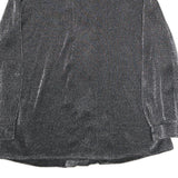 NATALIA Womens Silver Basic Shirt Long Sleeve Collared M Sparkle Evening