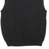 CONSENSUS Mens Black & Grey Patterned V-Neck Chunky Knit M Jumper Cotton Blend