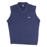 ADIDAS Mens Blue Plain V-Neck Basic Knit M Sleeveless Cotton Blend Jumper Vest
