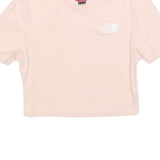 THE NORTH FACE Womens Pink Crop T-Shirt S Short Sleeve Crew Neck Logo Graphic