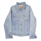 Womens Blue Denim Jacket M Cotton Button Front Classic Outerwear Casual