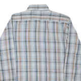 JC PENNEY Mens Blue & Brown Check Shirt L Long Sleeve Button Cotton Blend