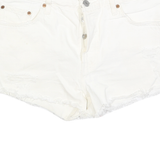 LEVI'S Womens White Denim Cut-Off Shorts M W32 Casual Cotton Button Fly Frayed