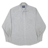 WRANGLER Mens Grey & White Cotton Blend Western Shirt XL Button Long Sleeve