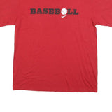 NIKE Mens Red Baseball Graphic T-Shirt L Short Sleeve Crew Neck Cotton Blend