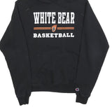 CHAMPION Mens Black White Bear Basketball Pullover Hoodie S Cotton Blend