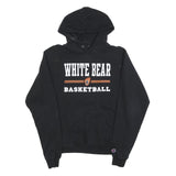 CHAMPION Mens Black White Bear Basketball Pullover Hoodie S Cotton Blend