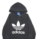 ADIDAS Mens Black Hoodie S Cotton Blend Pullover Spellout Logo Sweatshirt