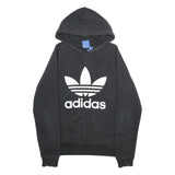 ADIDAS Mens Black Hoodie S Cotton Blend Pullover Spellout Logo Sweatshirt