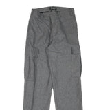 ROOTS Mens Wool Grey Regular Cargo Trousers W26 L30 Stylish Zip Closure