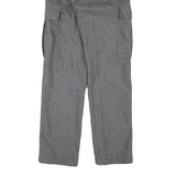 ROOTS Mens Wool Grey Regular Cargo Trousers W26 L30 Stylish Zip Closure