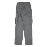 ROOTS Mens Wool Grey Regular Cargo Trousers W26 L30 Stylish Zip Closure