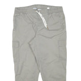 TOMMY HILFIGER Mens Cotton Blend Beige Relaxed Cargo Trousers W35 L26 Drawstring
