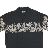 CHAPS RALPH LAUREN Mens Black & Beige Hawaiian Shirt L Cotton Blend Casual