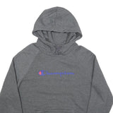 CHAMPION Mens Grey Hoodie L Cotton Blend Classic Logo Pullover Sweatshirt