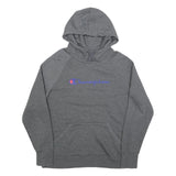 CHAMPION Mens Grey Hoodie L Cotton Blend Classic Logo Pullover Sweatshirt