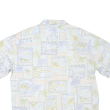 BATIK BAY Mens Blue & Cream Cotton Short Sleeve Shirt L Summer Holiday Casual
