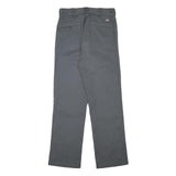 DICKIES Mens Cotton Blend Grey Regular Straight Trousers W29 L31 Workwear Zip