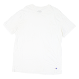 CHAMPION Mens White Plain T-Shirt XL Short Sleeve Crew Neck Cotton Blend