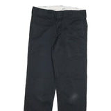 DICKIES Mens Cotton Blend Black Slim Straight Trousers W30 L30 Workwear Casual