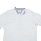 NAUTICA Mens White Linen Blend Shirt 2XL Short Sleeve Casual Button Pocket