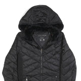 NAUTICA Womens Black Quilted Zip Jacket S Polyester Blend Hooded