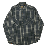 Mens Blue & Cream Checked Cotton Blend Shirt L Long Sleeve Button Front