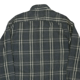 Mens Blue & Cream Checked Cotton Blend Shirt L Long Sleeve Button Front