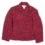 JONES NEW YORK Womens Red Pink Tweed Zip Jacket UK 10 Cotton Blend Classic