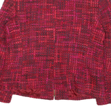 JONES NEW YORK Womens Red Pink Tweed Zip Jacket UK 10 Cotton Blend Classic