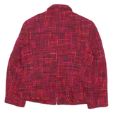 JONES NEW YORK Womens Red Pink Tweed Zip Jacket UK 10 Cotton Blend Classic