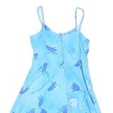 CANDA Womens Blue Floral Day Dress Polyester Blend Sleeveless Scoop Neck UK M