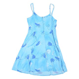 CANDA Womens Blue Floral Day Dress Polyester Blend Sleeveless Scoop Neck UK M