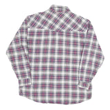 Mens White & Maroon Check Cotton Blend Shirt M Long Sleeve Casual Button Front