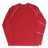 REEBOK Womens Red Crew Neck M Logo Sweatshirt Cotton Blend Casual Pullover