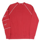 REEBOK Womens Red Crew Neck M Logo Sweatshirt Cotton Blend Casual Pullover