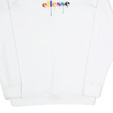 ELLESSE Mens White S Sweatshirt Cotton Blend Pullover Crew Neck Rainbow Logo
