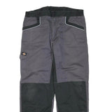 DICKIES Mens Cotton Blend Grey & Black Regular Leg Trousers W38 L32 Workwear