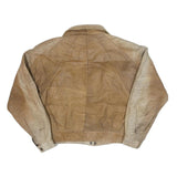 BRASS PLUM Womens Beige Leather Zip Jacket M Plain Vintage Style