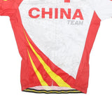 MONTON Mens Red & White China Team Cycling Jersey 2XL Short Sleeve Zip Neckline