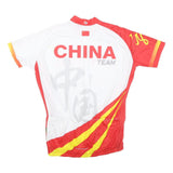 MONTON Mens Red & White China Team Cycling Jersey 2XL Short Sleeve Zip Neckline