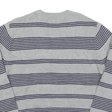 CHAPS Mens Grey & Navy Patterned Cotton Blend Jumper Crew Neck Basic Knit XL
