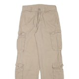 Mens Cotton Blend Beige Relaxed Cargo Trousers W28 L30 Casual Utility Pockets